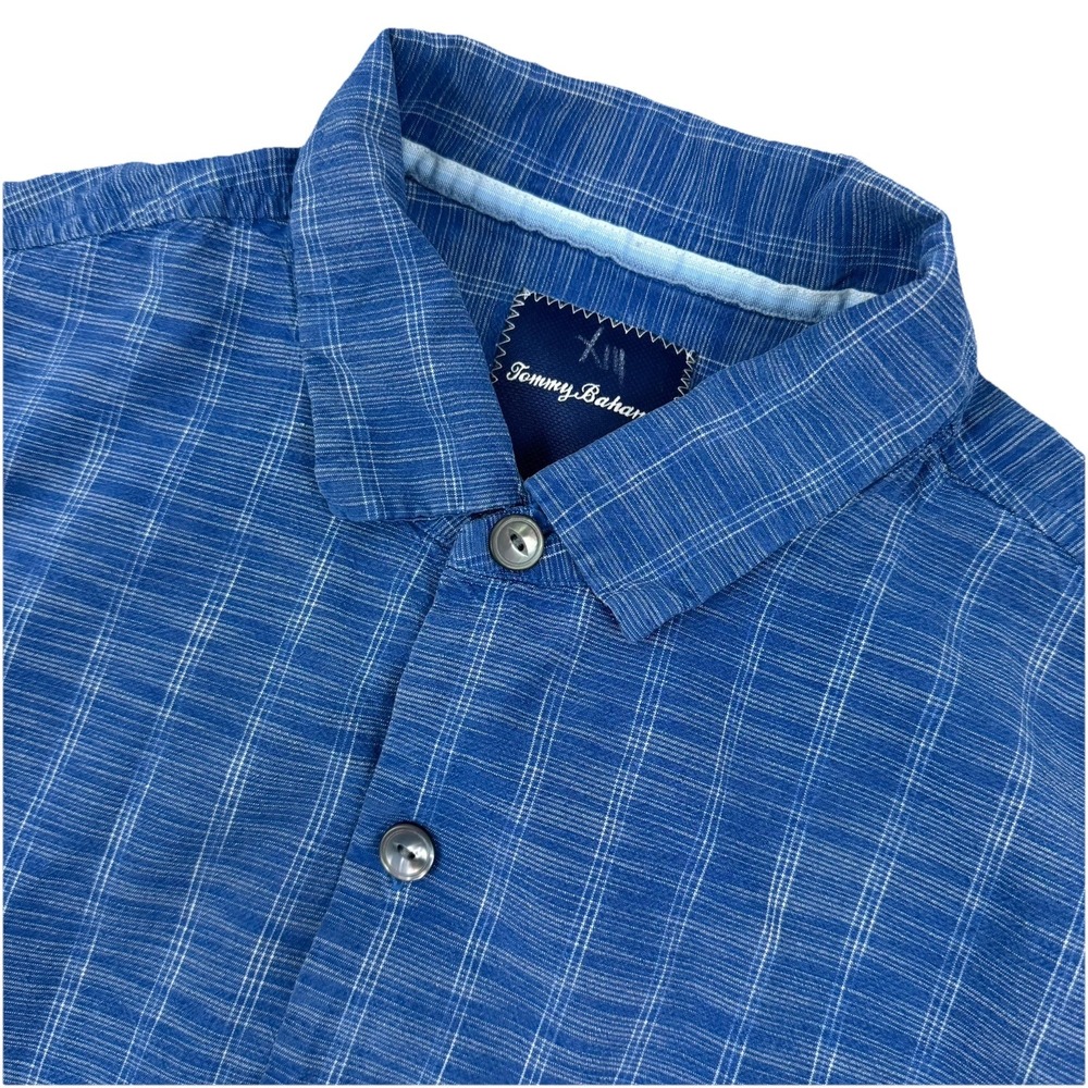TOMMY BAHAMA Mens Short Sleeve 100% Silk button shirt Blue - L‎